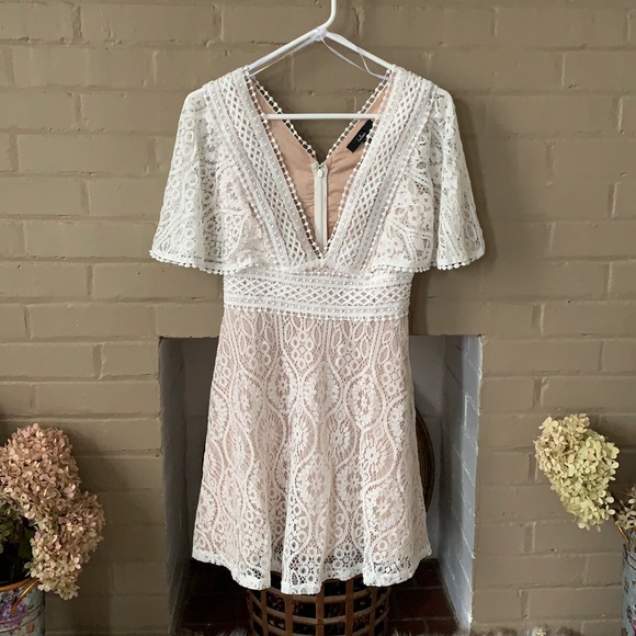 Lulus Dresses & Skirts - Lulus Make My Wish White Lace Flutter Sleeve Dress